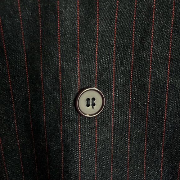 Vintage Esprit Denim Blazer Pea Coat M L navy blue red pinstripes - Picture 4 of 14